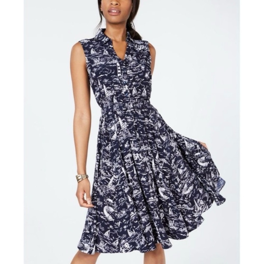 Charter Club Navy Sleeveless Midi Dress Petite